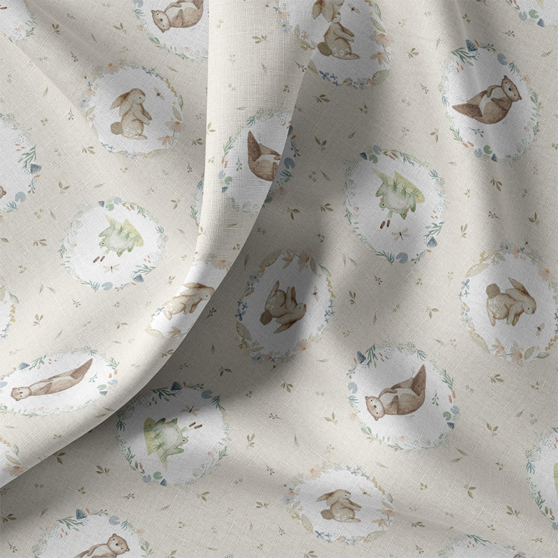 Printed Cotton AELIA Linen / Green